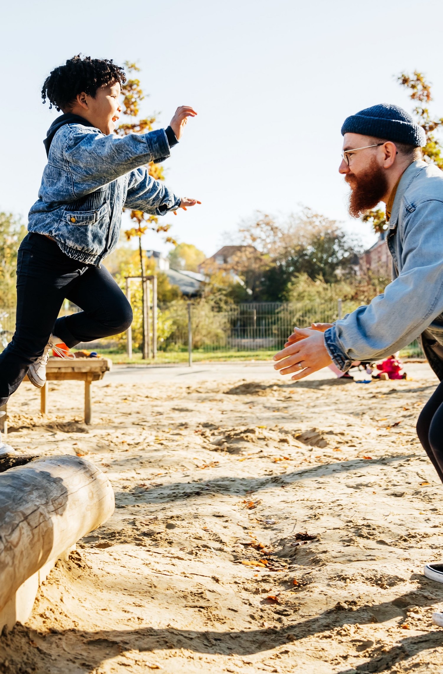 father and son playing